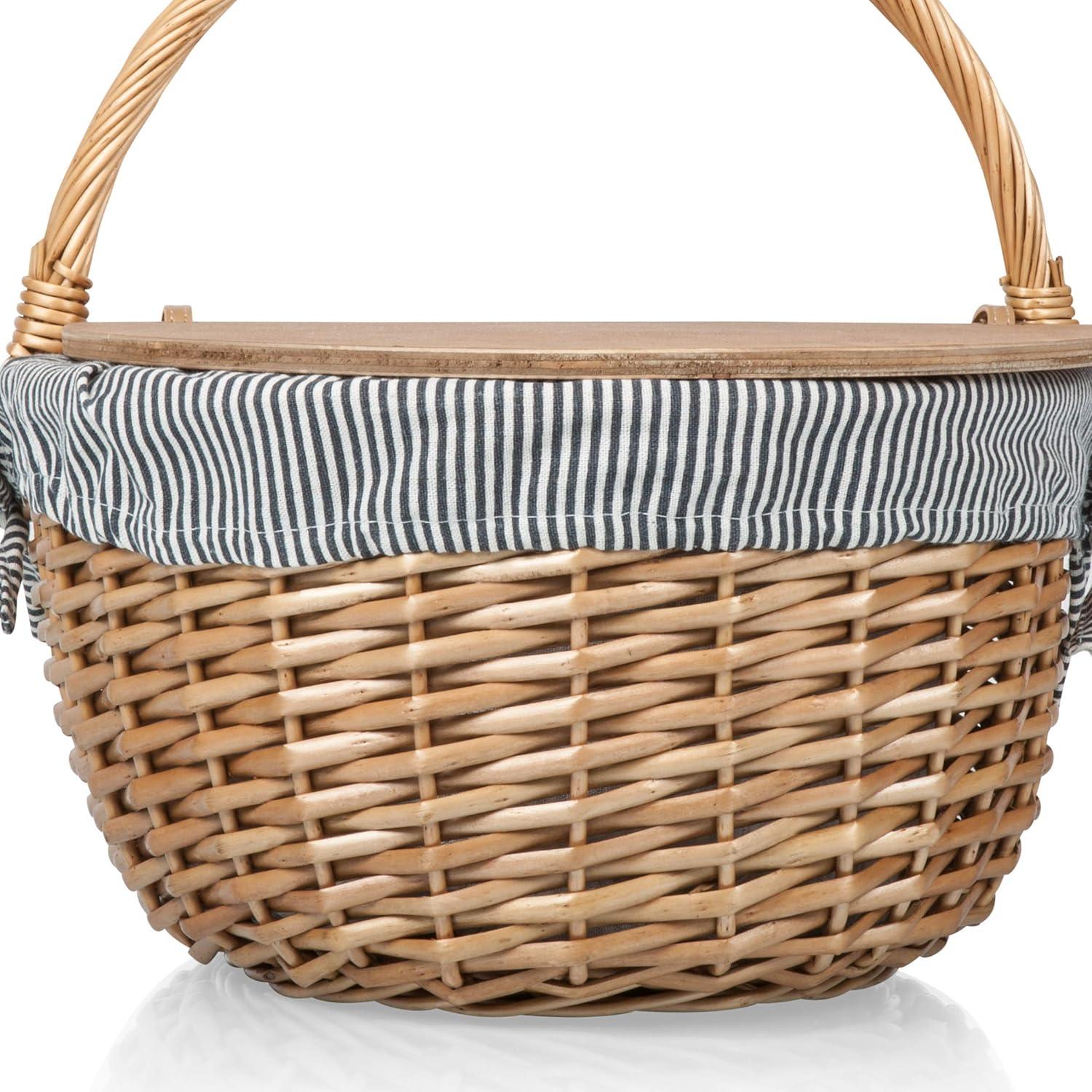 image:imagePicnic TIME Disney Nightmare Before Christmas Jack amp Sally Country Vintage Picnic Basket with Lid Wicker Picnic Basket for 2 Navy Blue amp White StripeDisney Nightmare Before Christmas Jack Sally Navy Blue and White Stripe