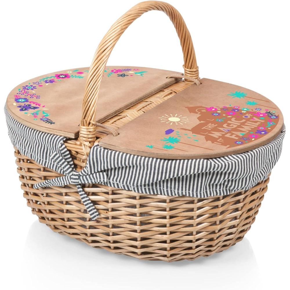 image:imagePicnic TIME Disney Nightmare Before Christmas Jack amp Sally Country Vintage Picnic Basket with Lid Wicker Picnic Basket for 2 Navy Blue amp White StripeDisney Encanto Magic of Family  Navy Blue  White Stripe