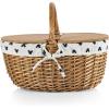 Picnic TIME Disney Nightmare Before Christmas Jack & Sally Country Vintage Picnic Basket with Lid, Wicker Picnic Basket for 2, (Navy Blue & White Stripe)(Disney Mickey Mouse – Cream With Navy Blue Pattern)