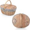 Picnic TIME Disney Nightmare Before Christmas Jack & Sally Country Vintage Picnic Basket with Lid, Wicker Picnic Basket for 2, (Navy Blue & White Stripe)(Disney Bambi – Navy Blue & White Stripe)