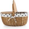 Picnic TIME Disney Nightmare Before Christmas Jack & Sally Country Vintage Picnic Basket with Lid, Wicker Picnic Basket for 2, (Navy Blue & White Stripe)(Disney Mickey Mouse – Cream With Navy Blue Pattern)