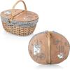 Picnic TIME Disney Nightmare Before Christmas Jack & Sally Country Vintage Picnic Basket with Lid, Wicker Picnic Basket for 2, (Navy Blue & White Stripe)(Navy Blue & White Stripe – Disney Winnie the Pooh)