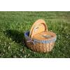 Picnic TIME Disney Nightmare Before Christmas Jack & Sally Country Vintage Picnic Basket with Lid, Wicker Picnic Basket for 2, (Navy Blue & White Stripe)(Star Wars Mandalorian Grogu – Navy Blue & White Stripe)