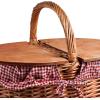 Picnic TIME Disney Nightmare Before Christmas Jack & Sally Country Vintage Picnic Basket with Lid, Wicker Picnic Basket for 2, (Navy Blue & White Stripe)(Coca-cola Red & White Gingham Pattern)