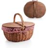 Picnic TIME Disney Nightmare Before Christmas Jack & Sally Country Vintage Picnic Basket with Lid, Wicker Picnic Basket for 2, (Navy Blue & White Stripe)(Coca-cola Red & White Gingham Pattern)