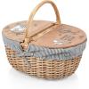Picnic TIME Disney Nightmare Before Christmas Jack & Sally Country Vintage Picnic Basket with Lid, Wicker Picnic Basket for 2, (Navy Blue & White Stripe)(Navy Blue & White Stripe – Disney Winnie the Pooh)