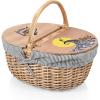 Picnic TIME Disney Nightmare Before Christmas Jack & Sally Country Vintage Picnic Basket with Lid, Wicker Picnic Basket for 2, (Navy Blue & White Stripe)(Disney Nightmare Before Christmas Jack & Sally – Navy Blue and White Stripe)
