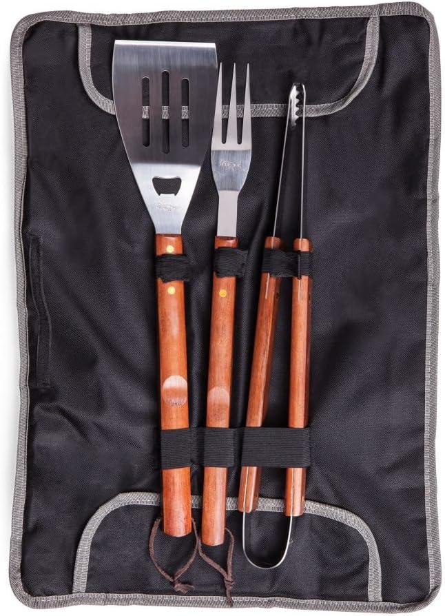 image:imagePICNIC TIME NCAA Cal State Fullerton Titans 3Piece BBQ Tote amp Grill Accessories Set Outdoor Gril Set with Case BBQ Spatula BBQ Fork and BBQ Tongs Black with Gray Accents