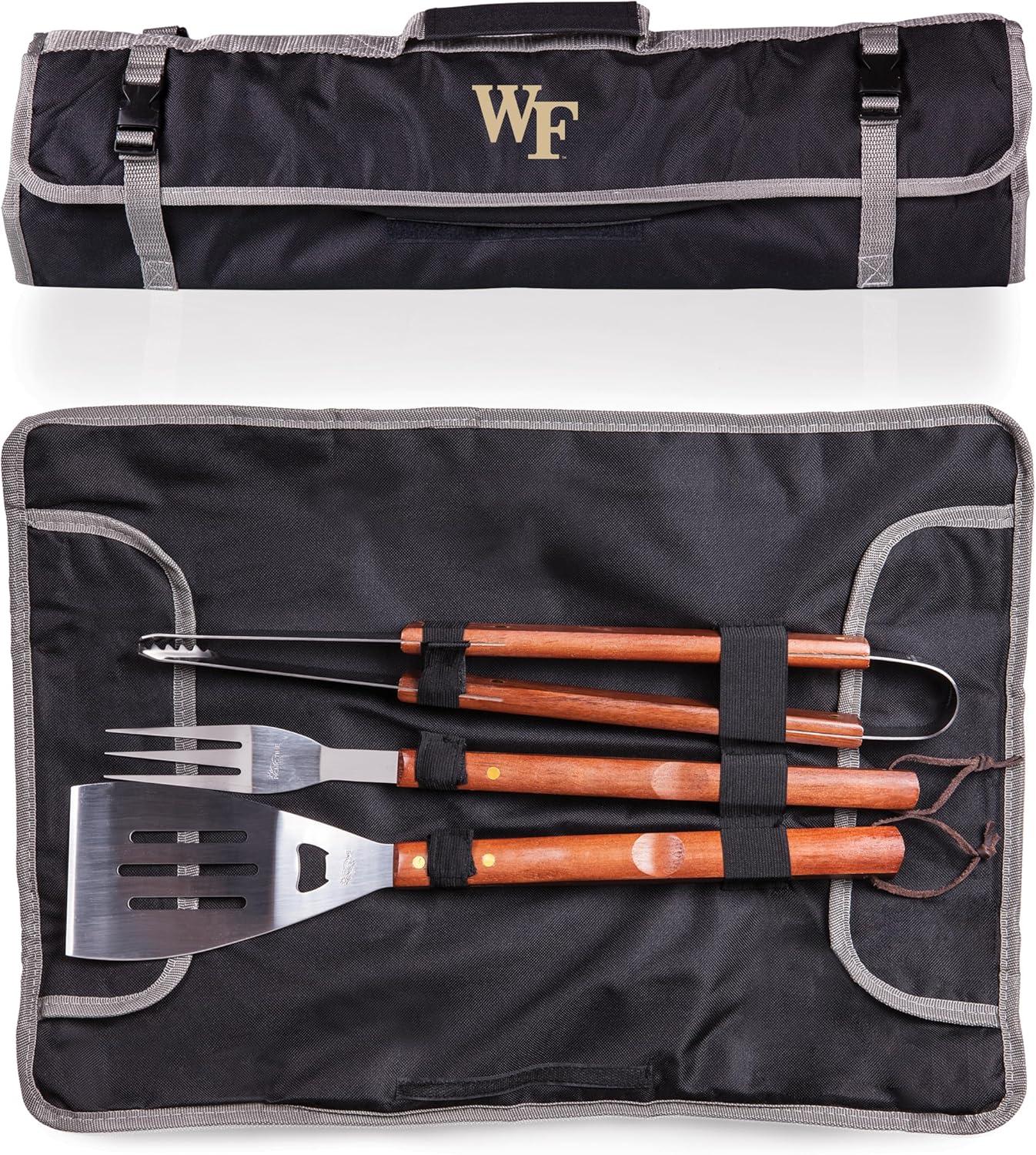 image:imagePICNIC TIME NCAA Cal State Fullerton Titans 3Piece BBQ Tote amp Grill Accessories Set Outdoor Gril Set with Case BBQ Spatula BBQ Fork and BBQ Tongs Black with Gray Accents