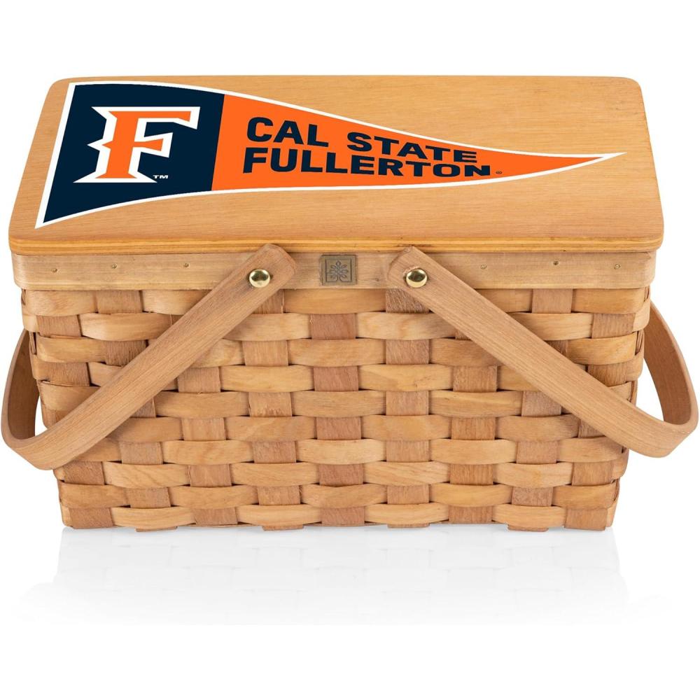 image:imagePICNIC TIME NCAA Cal State Fullerton Titans Poppy Personal Picnic Basket Insulated Lunch Bag Retro Lunch Box Beige