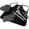 PICNIC TIME NCAA Cal State Fullerton Titans BBQ Apron Tote Pro Grill Set, Heavy Duty BBQ Apron for Men with BBQ Accessories, Cooking Apron with BBQ Tools, (Black with Gray Accents)