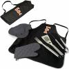 PICNIC TIME NCAA Cal State Fullerton Titans BBQ Apron Tote Pro Grill Set, Heavy Duty BBQ Apron for Men with BBQ Accessories, Cooking Apron with BBQ Tools, (Black with Gray Accents)