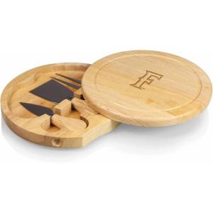PICNIC TIME NCAA Cal State Fullerton Titans Brie Cheese Board and Knife Set, Charcuterie Board Set, Wood Cutting Board, (Parawood)