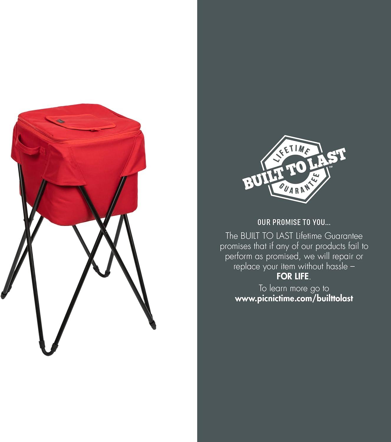 image:imageONIVA a Picnic Time brand Camping Party Cooler with Stand Standing Ice Cooler Bag Leakproof Tub Cooler Stand with Travel BagRed