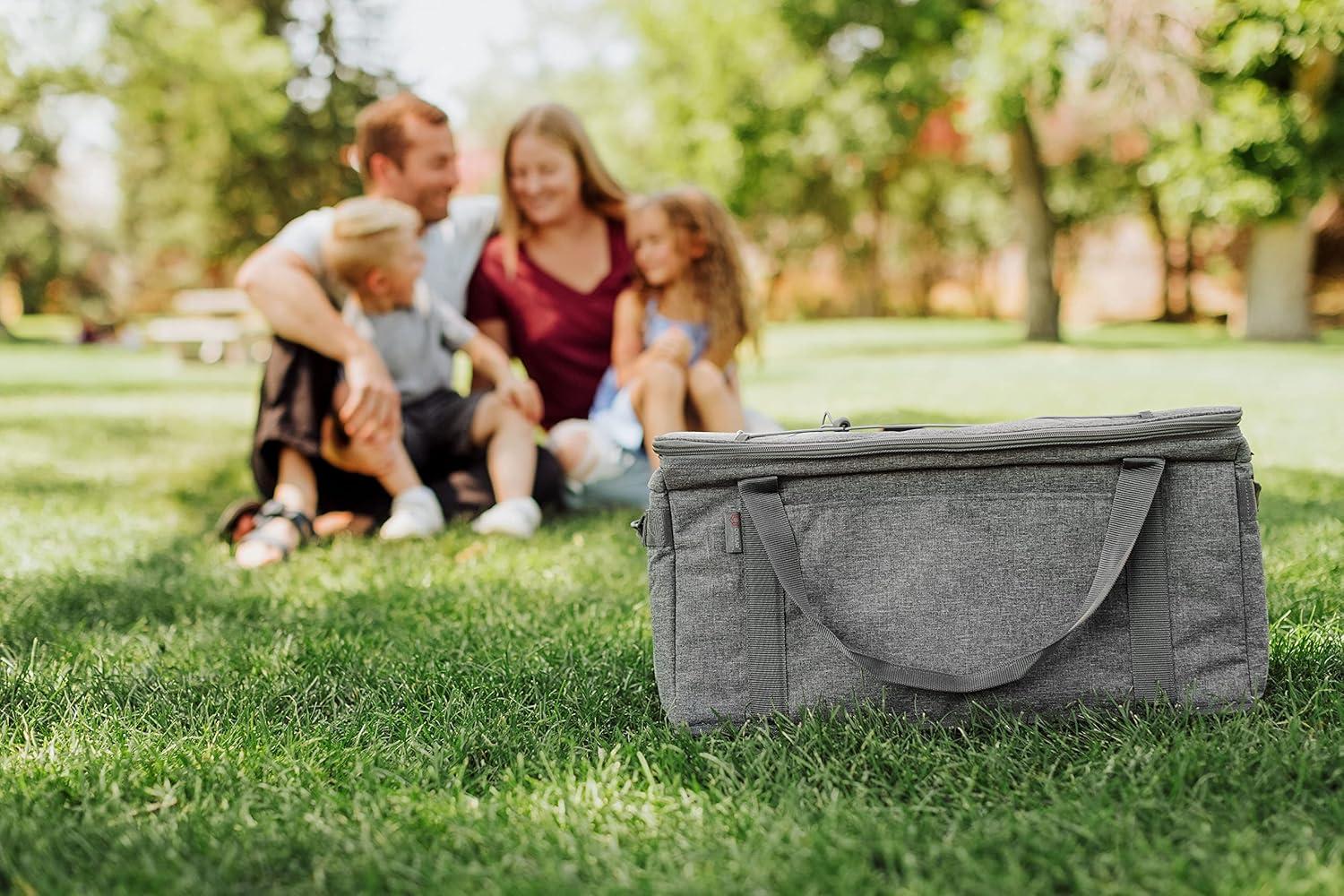 image:imagePicnic TIME 64 Can Collapsible Cooler Large Insulated Soft Cooler Bag Portable Beach Cooler with Shoulder StrapHeathered Gray