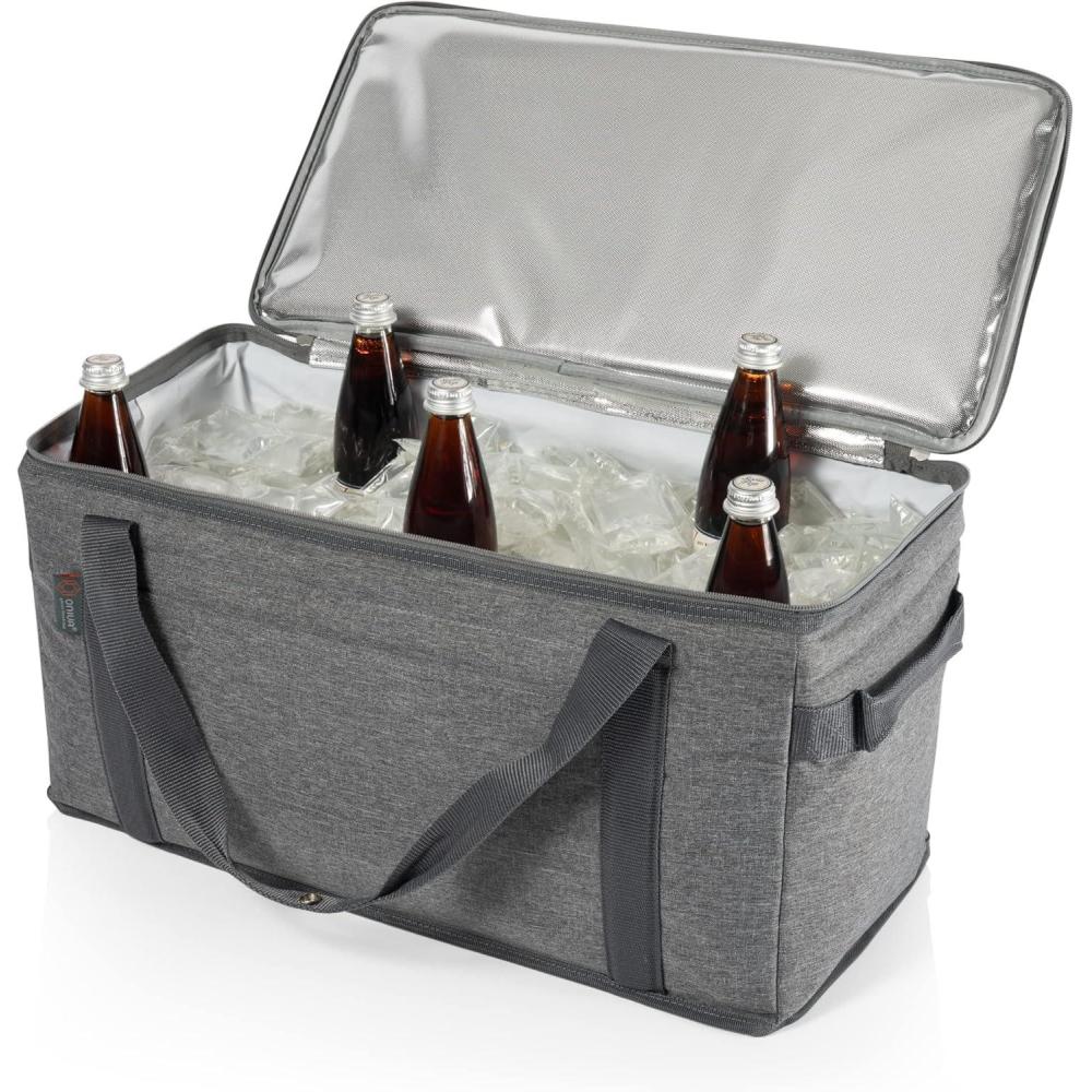 image:imagePicnic TIME 64 Can Collapsible Cooler Large Insulated Soft Cooler Bag Portable Beach Cooler with Shoulder StrapHeathered Gray