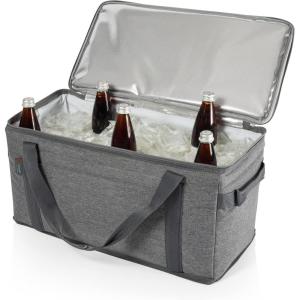 Picnic TIME 64 Can Collapsible Cooler, Large Insulated Soft Cooler Bag, Portable Beach Cooler with Shoulder Strap(Heathered Gray)