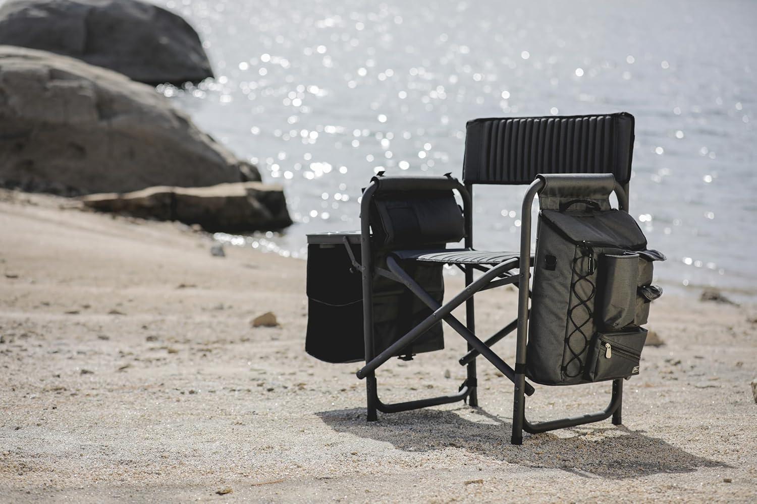 image:imageNCAA Baylor Bears Fusion Camping Chair with Side Table and Soft Cooler Beach Chair for Adults Lawn ChairDark Gray With Black Accents