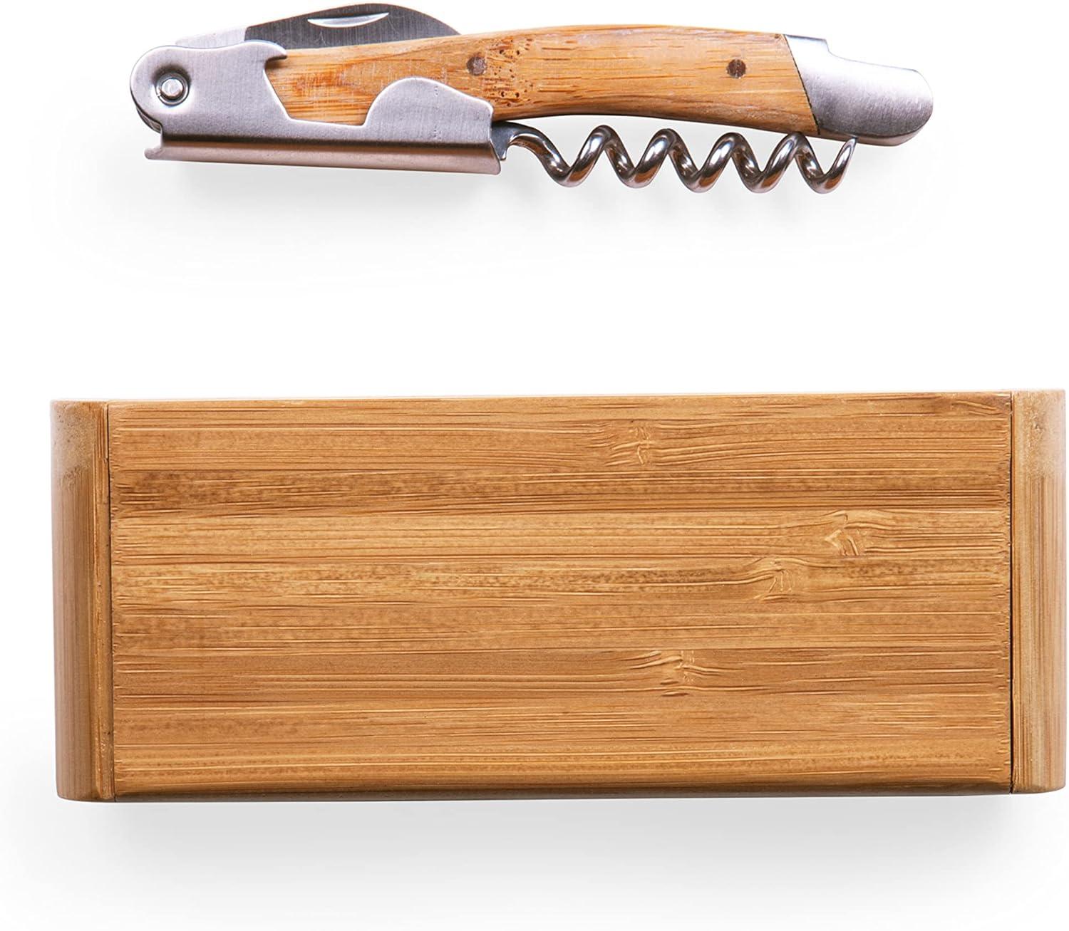 image:imagePICNIC TIME NCAA Baylor Bears Elan Deluxe Corkscrew in Bamboo Box Stainless Steel WaiterStyle Corkscrew Opener Kit Wooden Gift Box Bamboo
