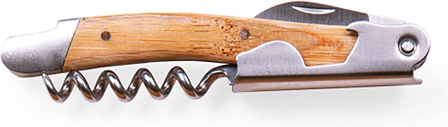 image:imagePICNIC TIME NCAA Baylor Bears Elan Deluxe Corkscrew in Bamboo Box Stainless Steel WaiterStyle Corkscrew Opener Kit Wooden Gift Box Bamboo