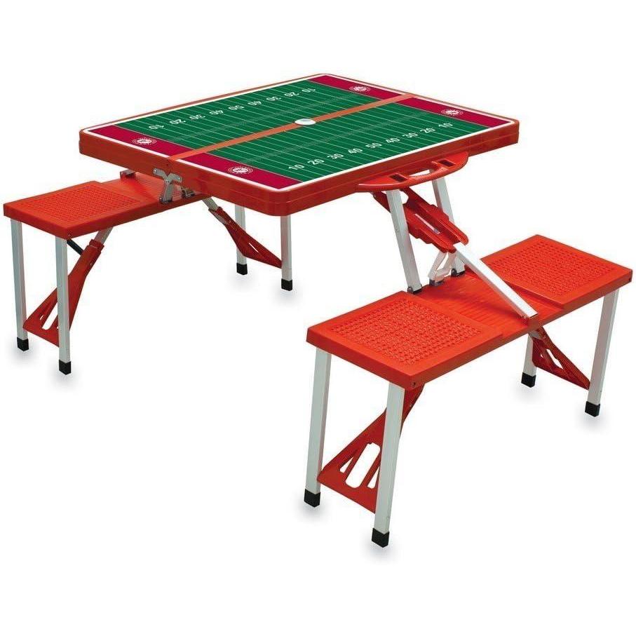 image:imagePICNIC TIME NCAA North Carolina Tar Heels Folding Picnic Table Camping Table Outdoor Table with Umbrella HoleRed With Football Field