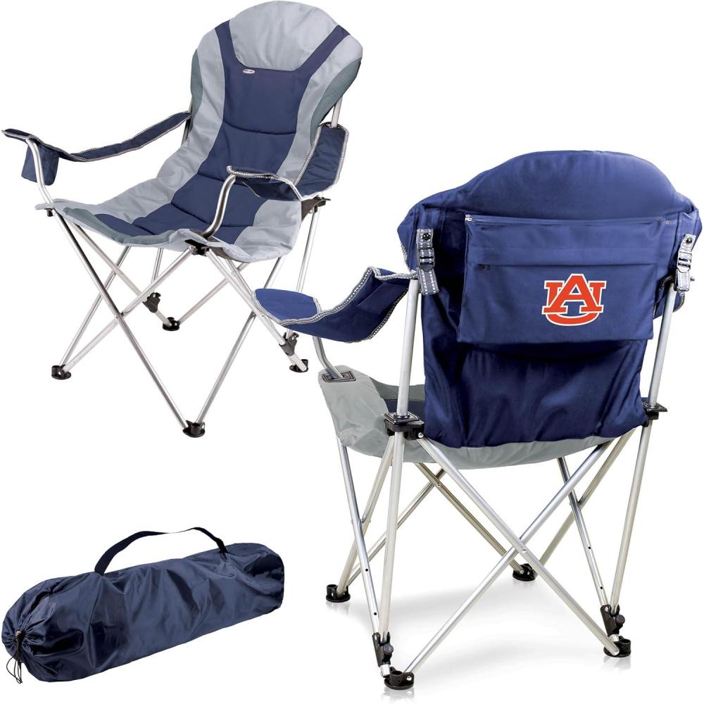 image:imagePicnic TIME NCAA Arkansas Razorbacks Reclining Camp Chair  Beach Chair for Adults  Sports Chair with Carry BagNavy Blue With Gray Accents