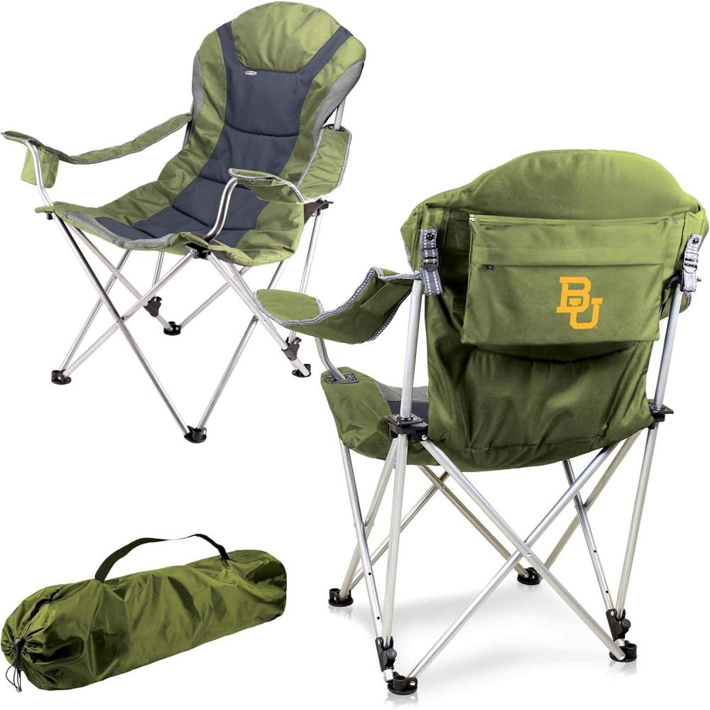 image:imagePicnic TIME NCAA Arkansas Razorbacks Reclining Camp Chair Beach Chair for Adults Sports Chair with Carry BagSage Green With Gray Accents
