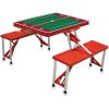 PICNIC TIME NCAA North Carolina Tar Heels Folding Picnic Table – Camping Table – Outdoor Table with Umbrella Hole(Red With Football Field)