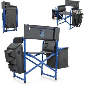 NCAA Baylor Bears Fusion Camping Chair with Side Table and Soft Cooler – Beach Chair for Adults – Lawn Chair(Dark Gray With Blue Accents)