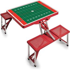 PICNIC TIME NCAA North Carolina Tar Heels Folding Picnic Table – Camping Table – Outdoor Table with Umbrella Hole(Red)