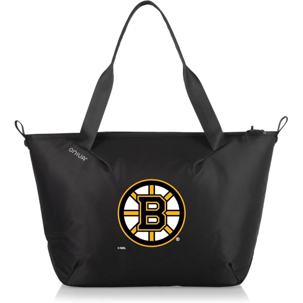 image:imagePICNIC TIME NHL Tarana Cooler Tote Bag made with Recycled Materials Soft Cooler Tote Bag Upcycled Picnic Cooler Carbon BlackBoston Bruins