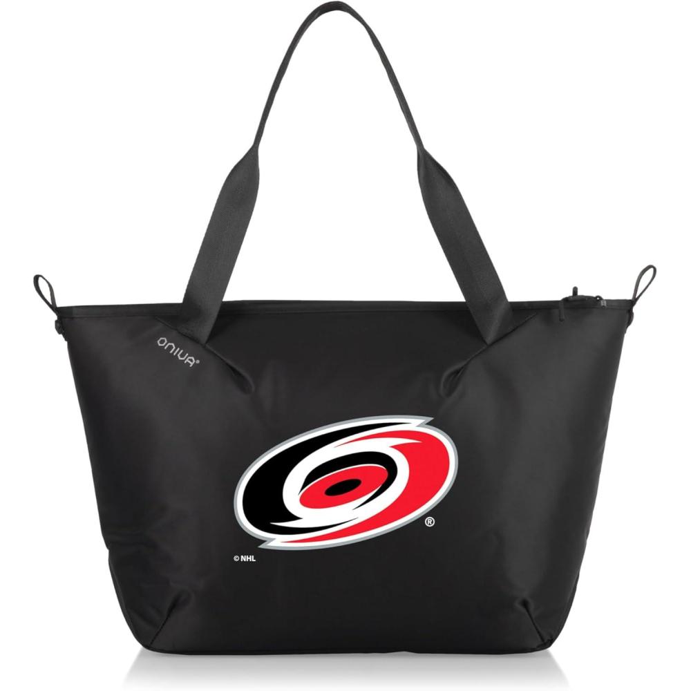 image:imagePICNIC TIME NHL Tarana Cooler Tote Bag made with Recycled Materials Soft Cooler Tote Bag Upcycled Picnic Cooler Carbon BlackCarolina Hurricanes