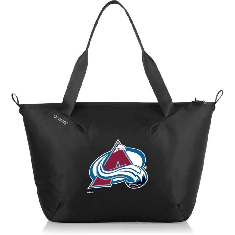 image:imagePICNIC TIME NHL Tarana Cooler Tote Bag made with Recycled Materials Soft Cooler Tote Bag Upcycled Picnic Cooler Carbon BlackColorado Avalanche