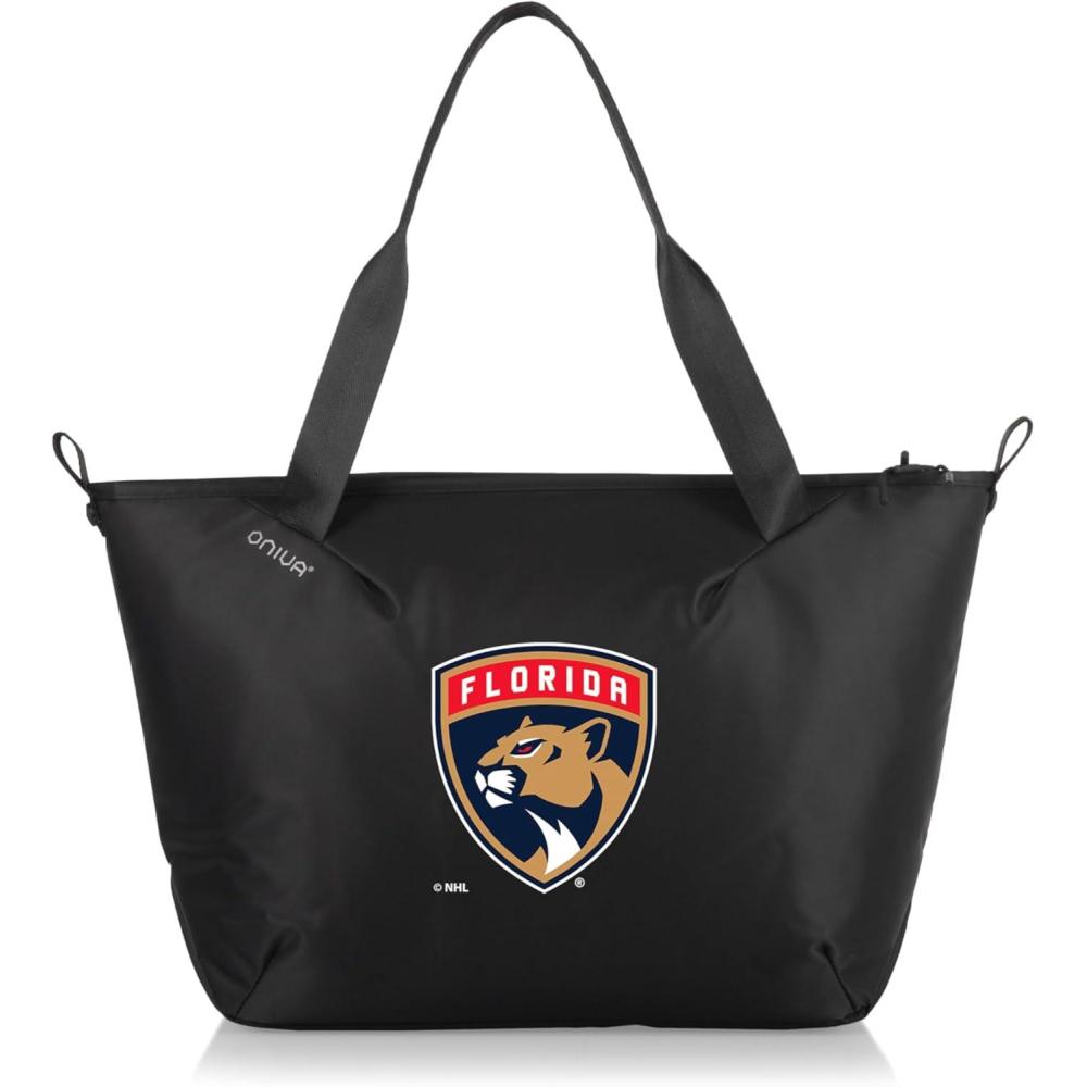 image:imagePICNIC TIME NHL Tarana Cooler Tote Bag made with Recycled Materials Soft Cooler Tote Bag Upcycled Picnic Cooler Carbon BlackFlorida Panthers