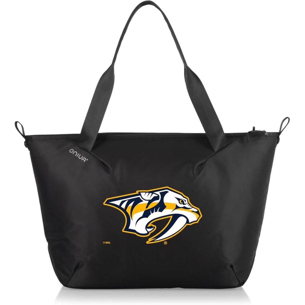 image:imagePICNIC TIME NHL Tarana Cooler Tote Bag made with Recycled Materials Soft Cooler Tote Bag Upcycled Picnic Cooler Carbon BlackNashville Predators