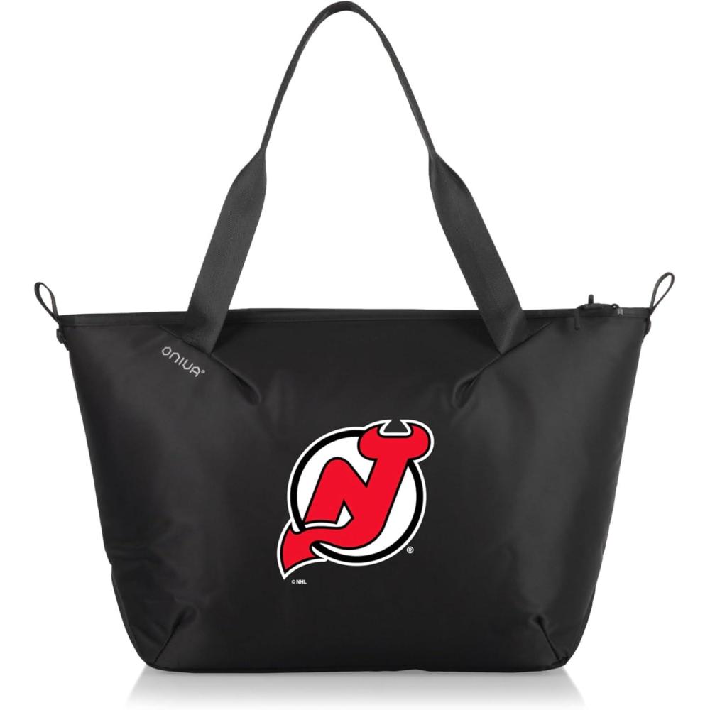 image:imagePICNIC TIME NHL Tarana Cooler Tote Bag made with Recycled Materials Soft Cooler Tote Bag Upcycled Picnic Cooler Carbon BlackNew Jersey Devils
