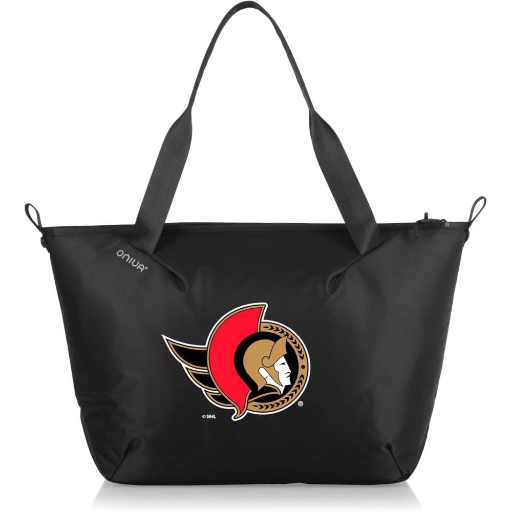 image:imagePICNIC TIME NHL Tarana Cooler Tote Bag made with Recycled Materials Soft Cooler Tote Bag Upcycled Picnic Cooler Carbon BlackOttawa Senators
