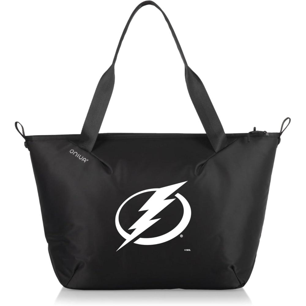 image:imagePICNIC TIME NHL Tarana Cooler Tote Bag made with Recycled Materials Soft Cooler Tote Bag Upcycled Picnic Cooler Carbon BlackTampa Bay Lightning