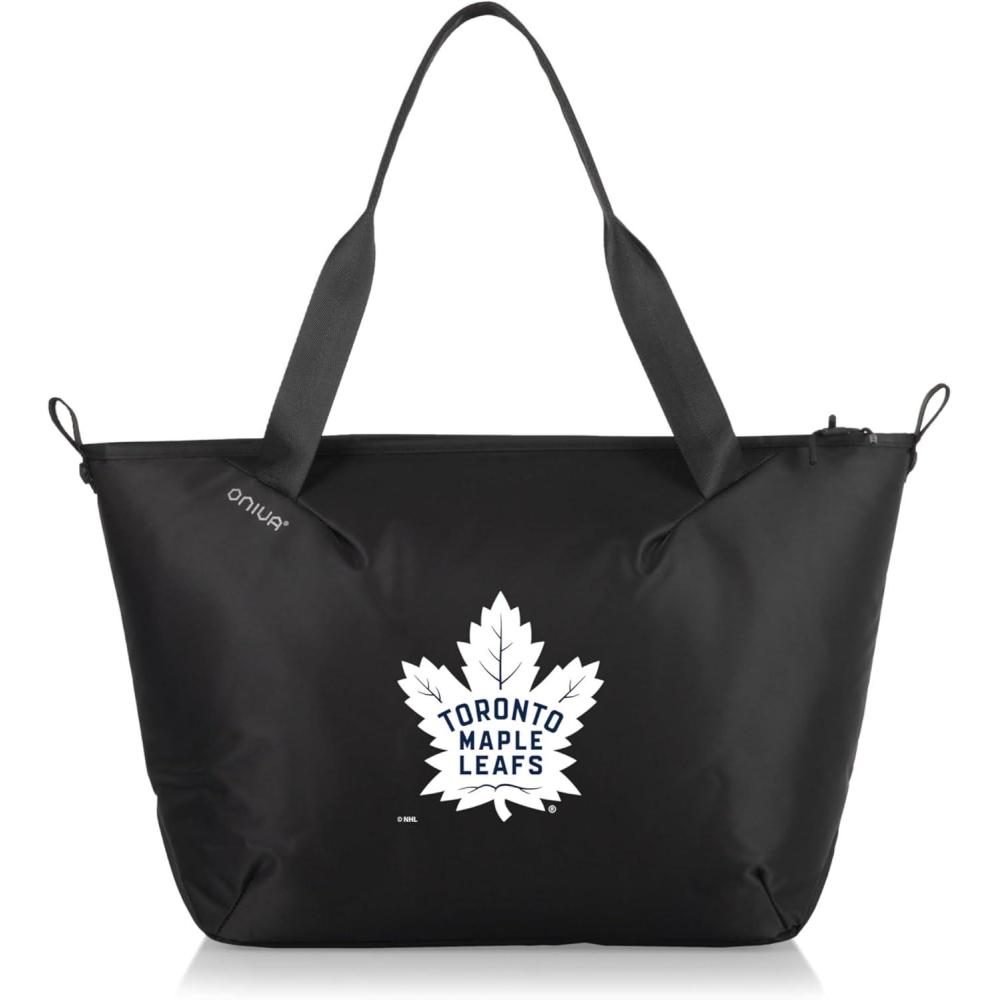 image:imagePICNIC TIME NHL Tarana Cooler Tote Bag made with Recycled Materials Soft Cooler Tote Bag Upcycled Picnic Cooler Carbon BlackToronto Maple Leafs