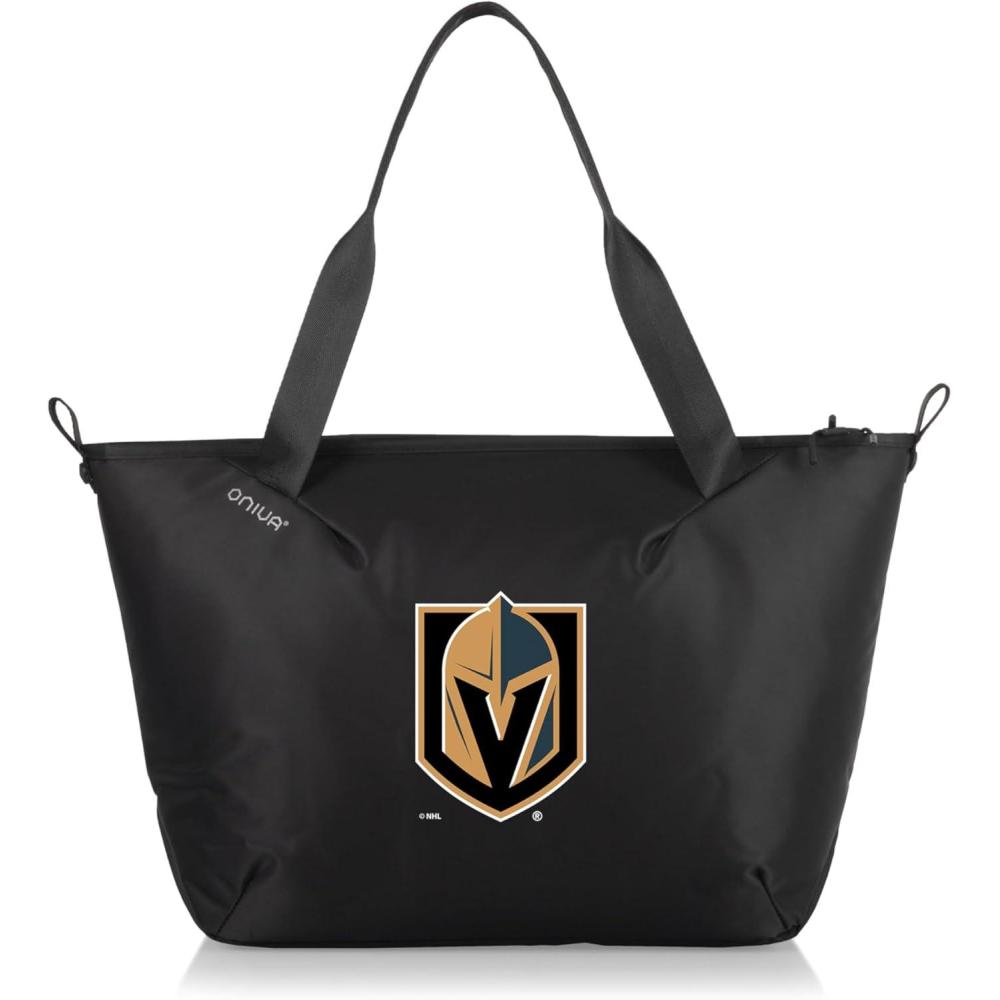 image:imagePICNIC TIME NHL Tarana Cooler Tote Bag made with Recycled Materials Soft Cooler Tote Bag Upcycled Picnic Cooler Carbon BlackVegas Golden Knights
