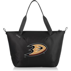 PICNIC TIME NHL Tarana Cooler Tote Bag made with Recycled Materials, Soft Cooler Tote Bag, Upcycled Picnic Cooler, (Carbon Black)(Anaheim Ducks)