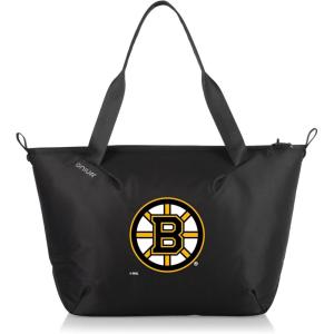 PICNIC TIME NHL Tarana Cooler Tote Bag made with Recycled Materials, Soft Cooler Tote Bag, Upcycled Picnic Cooler, (Carbon Black)(Boston Bruins)