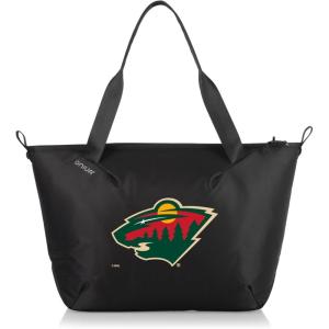 PICNIC TIME NHL Tarana Cooler Tote Bag made with Recycled Materials, Soft Cooler Tote Bag, Upcycled Picnic Cooler, (Carbon Black)(Minnesota Wild)