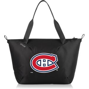 PICNIC TIME NHL Tarana Cooler Tote Bag made with Recycled Materials, Soft Cooler Tote Bag, Upcycled Picnic Cooler, (Carbon Black)(Montreal Canadiens)