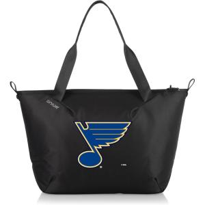 PICNIC TIME NHL Tarana Cooler Tote Bag made with Recycled Materials, Soft Cooler Tote Bag, Upcycled Picnic Cooler, (Carbon Black)(St Louis Blues)