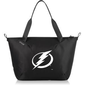 PICNIC TIME NHL Tarana Cooler Tote Bag made with Recycled Materials, Soft Cooler Tote Bag, Upcycled Picnic Cooler, (Carbon Black)(Tampa Bay Lightning)