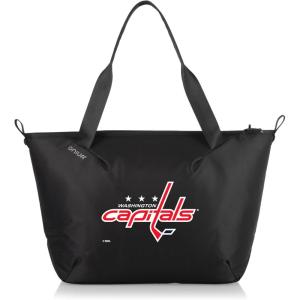 PICNIC TIME NHL Tarana Cooler Tote Bag made with Recycled Materials, Soft Cooler Tote Bag, Upcycled Picnic Cooler, (Carbon Black)(Washington Capitals)