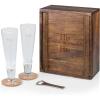 LEGACY Hers and Hers Pilsner Craft Beer Set with 2 Beer Glasses, Personalized Couples Gift For Beer Lovers, Wedding and Anniversary Gift, (Acacia Wood)(His and His)