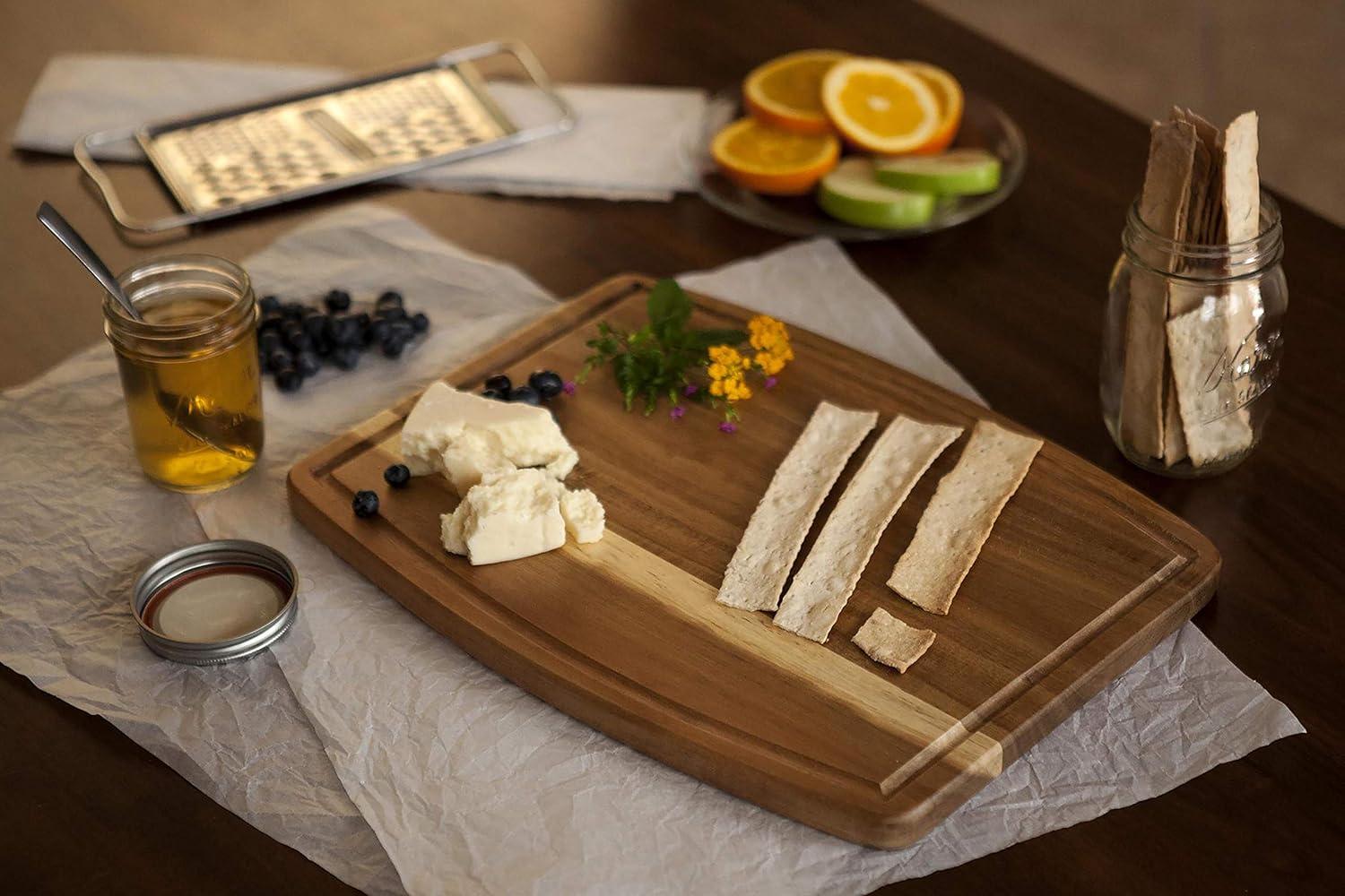image:imagePICNIC TIME NCAA Ovale Acacia Cutting Board Charcuterie Board Set with Juice Groove Wood Serving Board Acacia WoodTennessee Titans