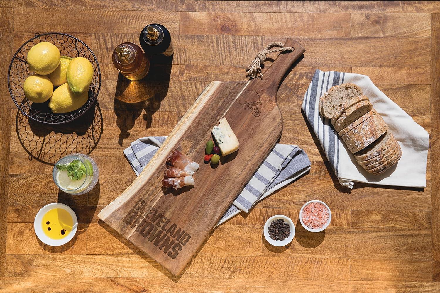 image:imagePICNIC TIME NFL Artisan 24 Acacia Charcuterie Board with Raw Wood Edge Cheese Board Serving PlatterCleveland Browns